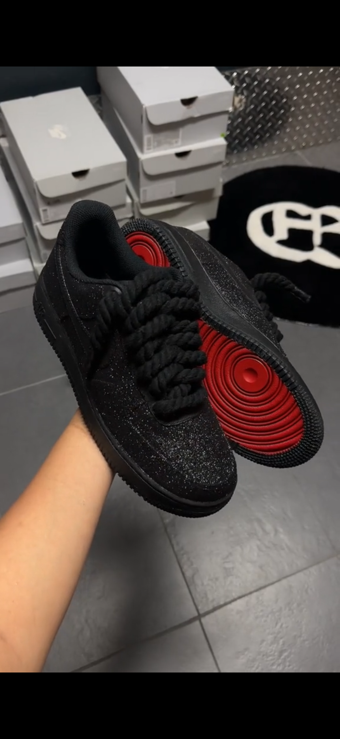 AF1 Custom Red Sole Crystal Edition