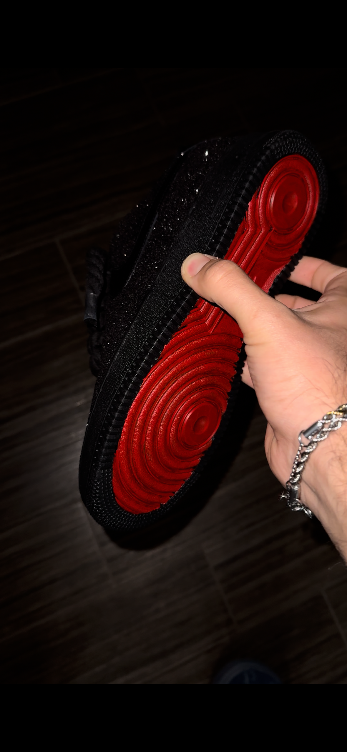 AF1 Custom Red Sole Crystal Edition